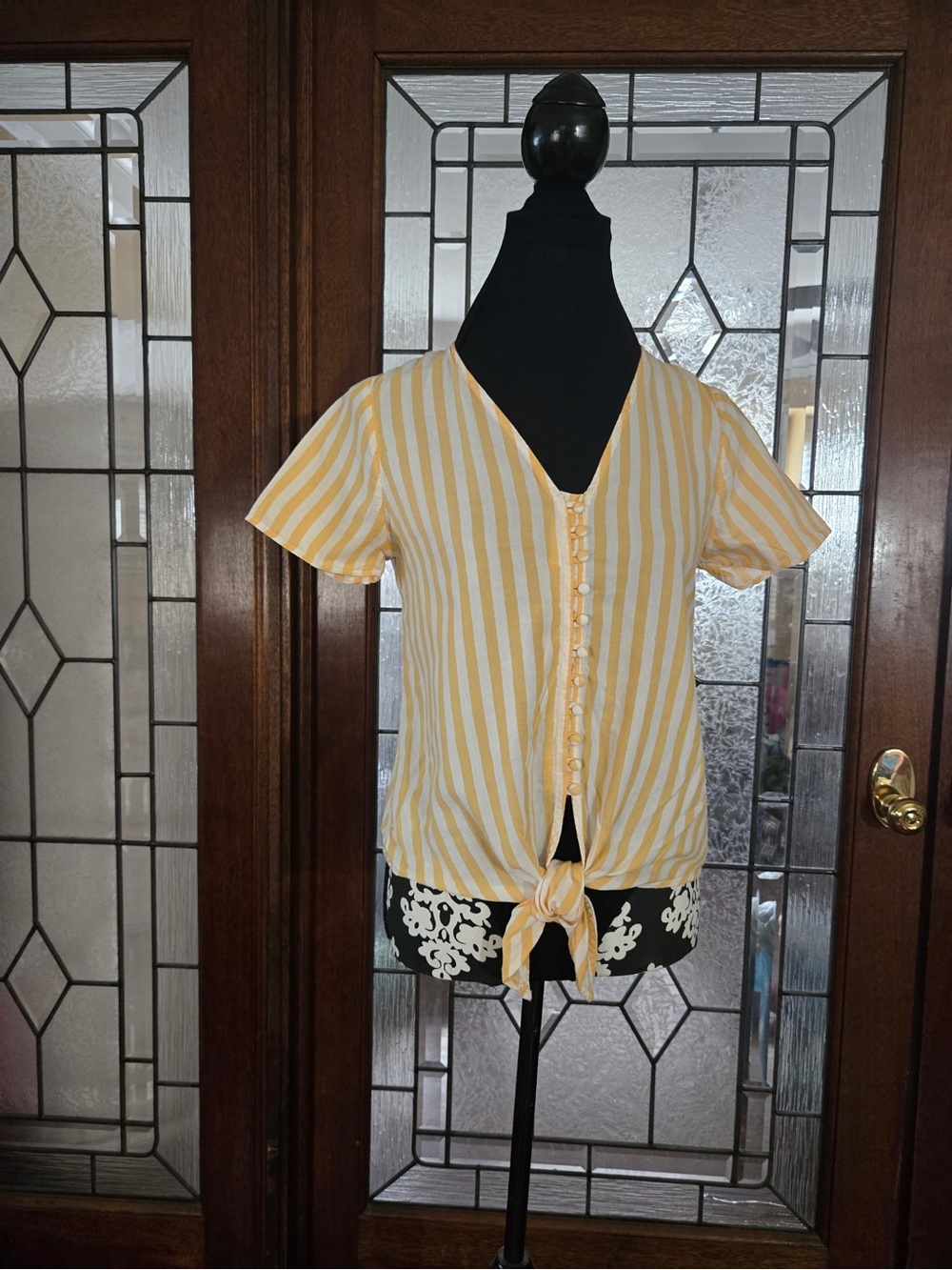 Madewell Yellow and White Striped Tie-Front Blouse